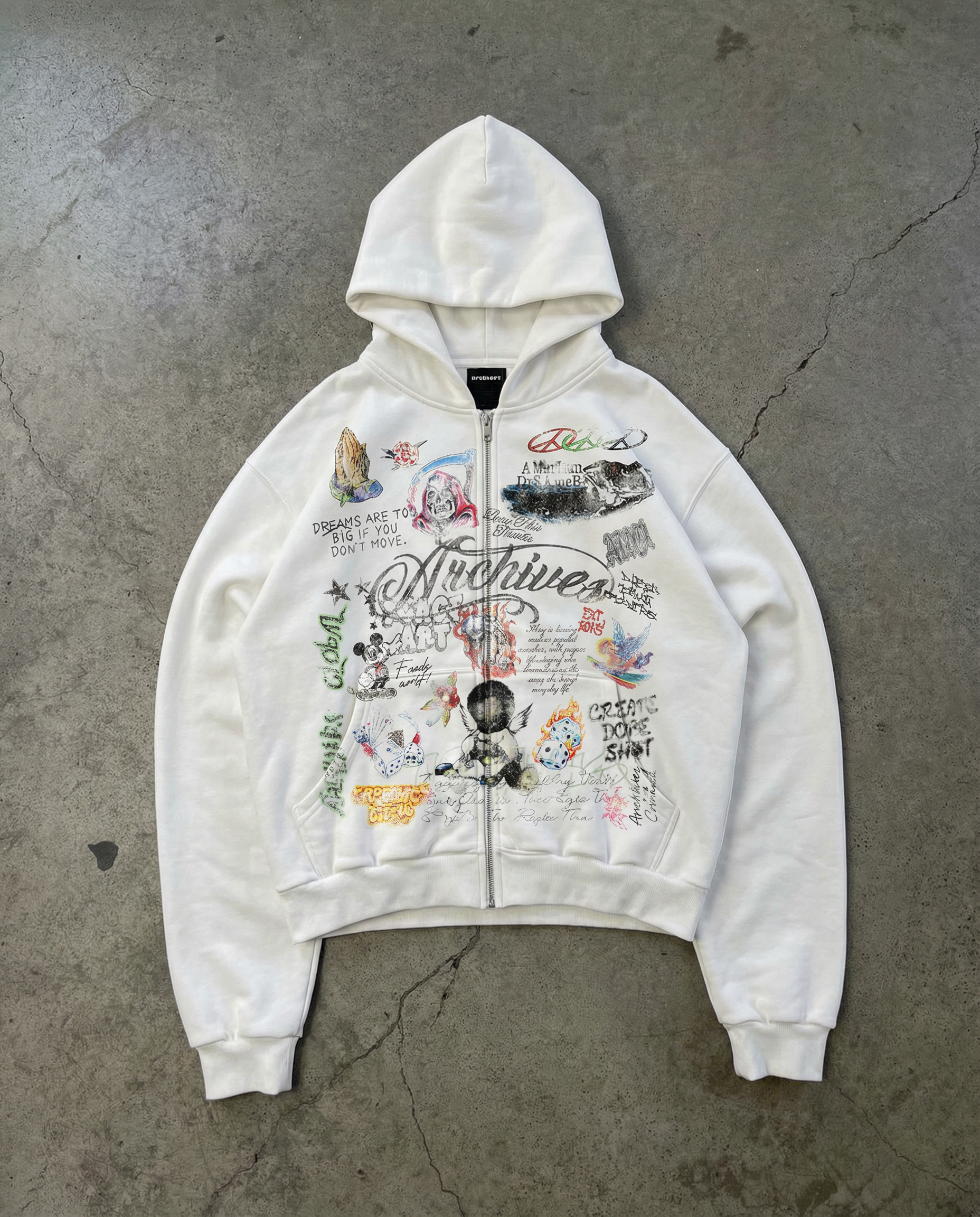 'GRAFFITI DREAMS' HEAVYWEIGHT BOXY ZIPUP HOODIE